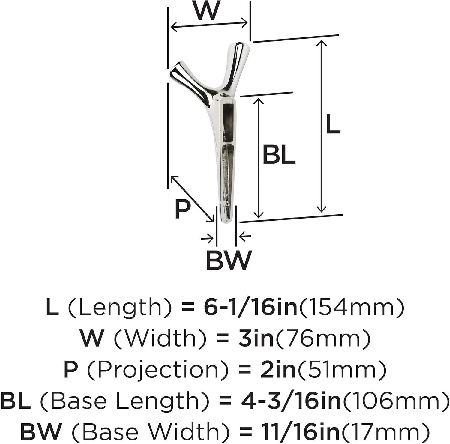 imageAmerock HBX37016G10 Kodiak Triple Prong Decorative Wall Hook Satin Nickel Hook for Coats Hats Backpacks Bags Hooks for Bathroom Bedroom Closet Entryway Laundry Room OfficePolished Nickel
