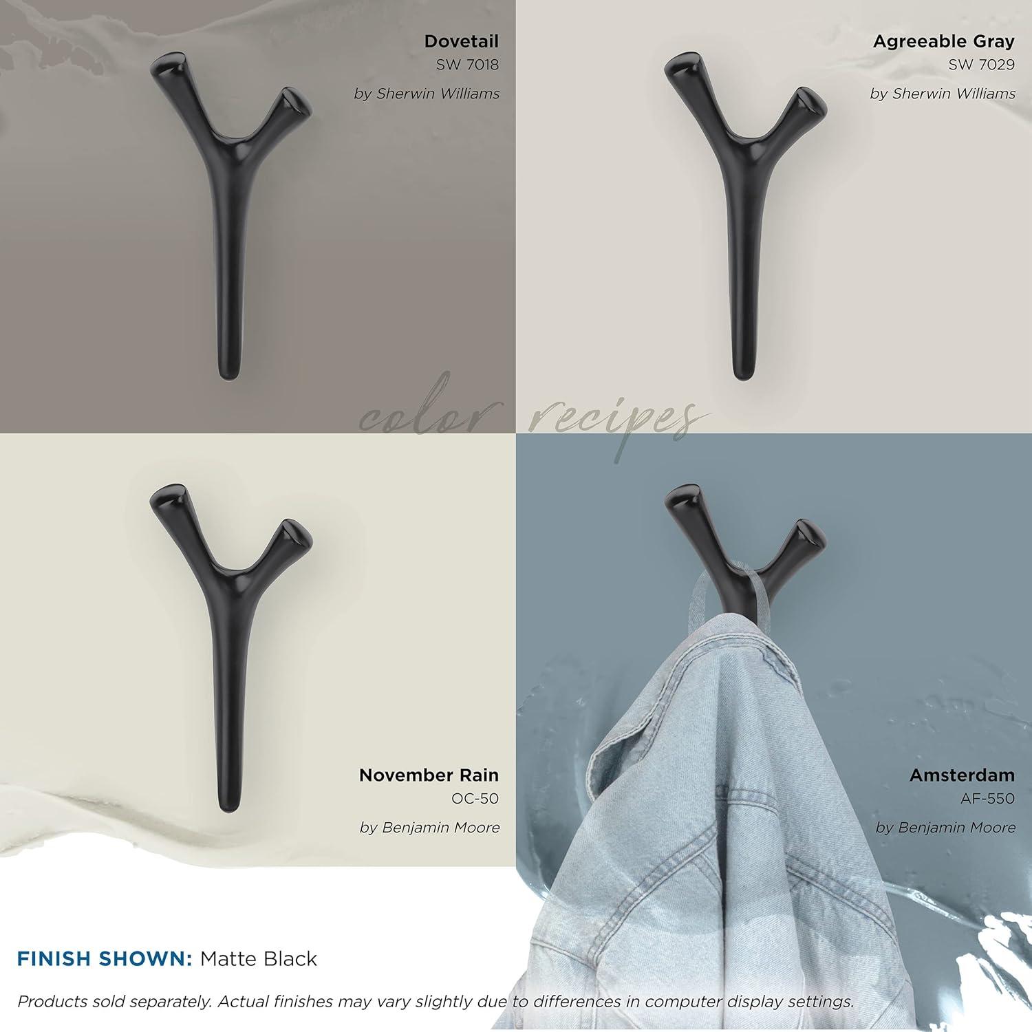 imageAmerock HBX37016G10 Kodiak Triple Prong Decorative Wall Hook Satin Nickel Hook for Coats Hats Backpacks Bags Hooks for Bathroom Bedroom Closet Entryway Laundry Room OfficeMatte Black