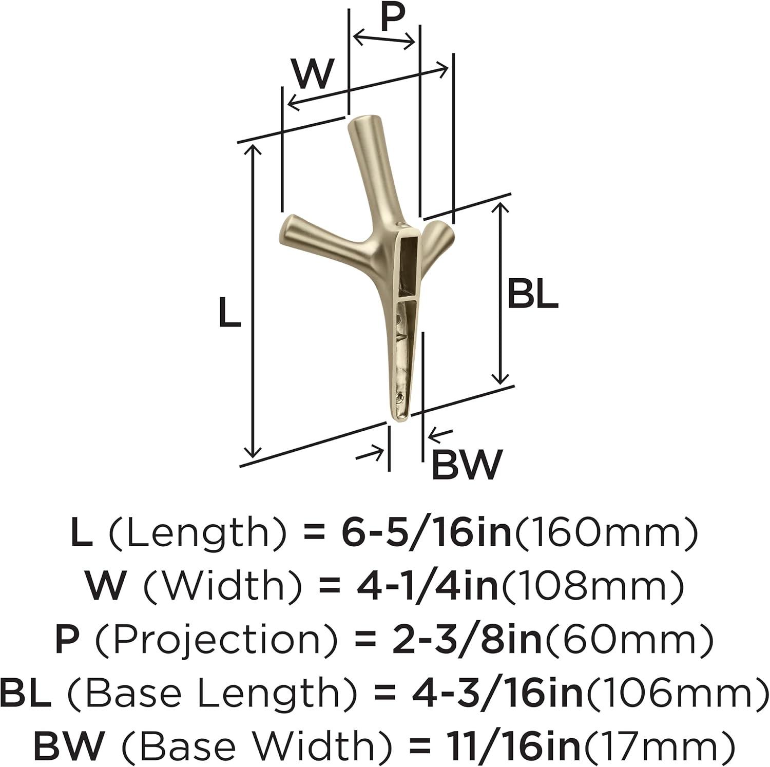 imageAmerock HBX37016G10 Kodiak Triple Prong Decorative Wall Hook Satin Nickel Hook for Coats Hats Backpacks Bags Hooks for Bathroom Bedroom Closet Entryway Laundry Room OfficeGolden Champagne