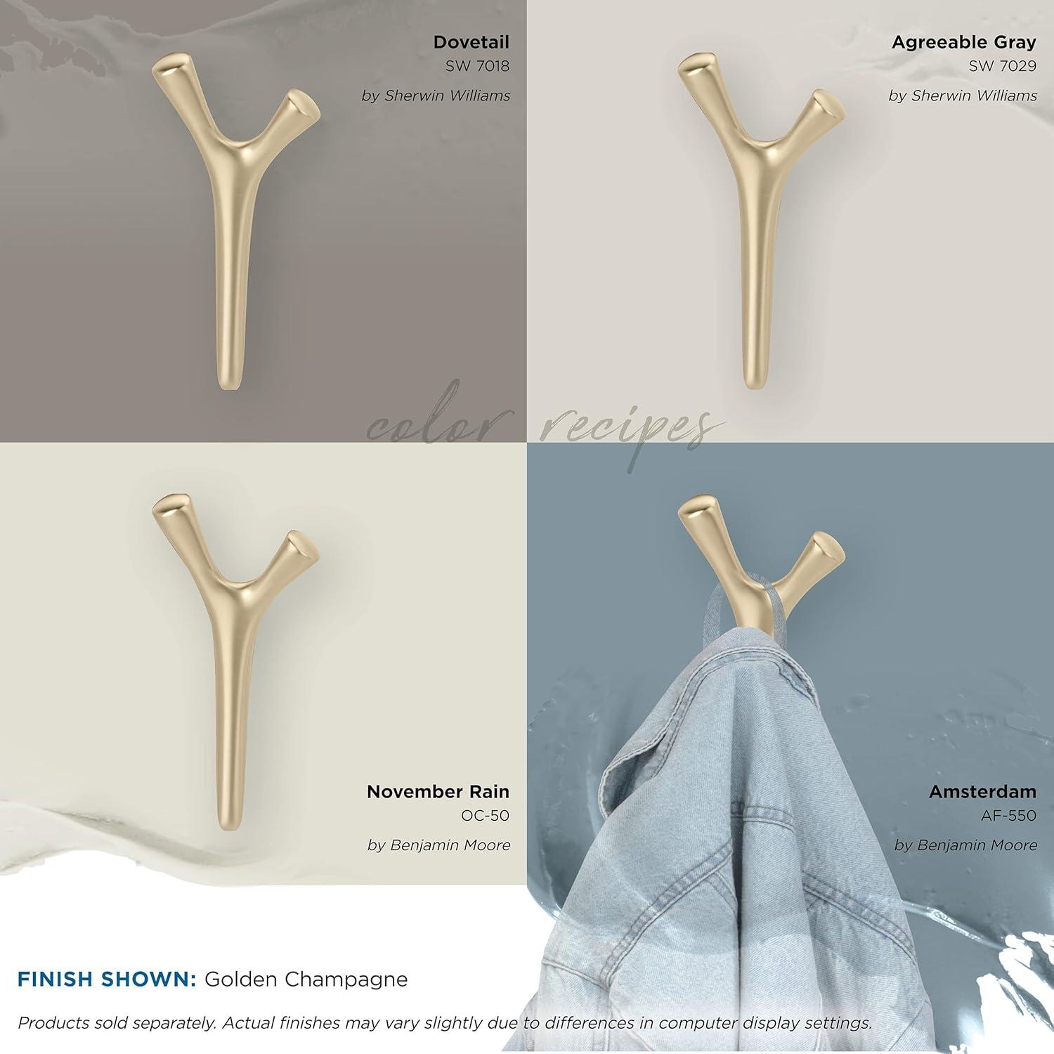 imageAmerock HBX37016G10 Kodiak Triple Prong Decorative Wall Hook Satin Nickel Hook for Coats Hats Backpacks Bags Hooks for Bathroom Bedroom Closet Entryway Laundry Room OfficeGolden Champagne
