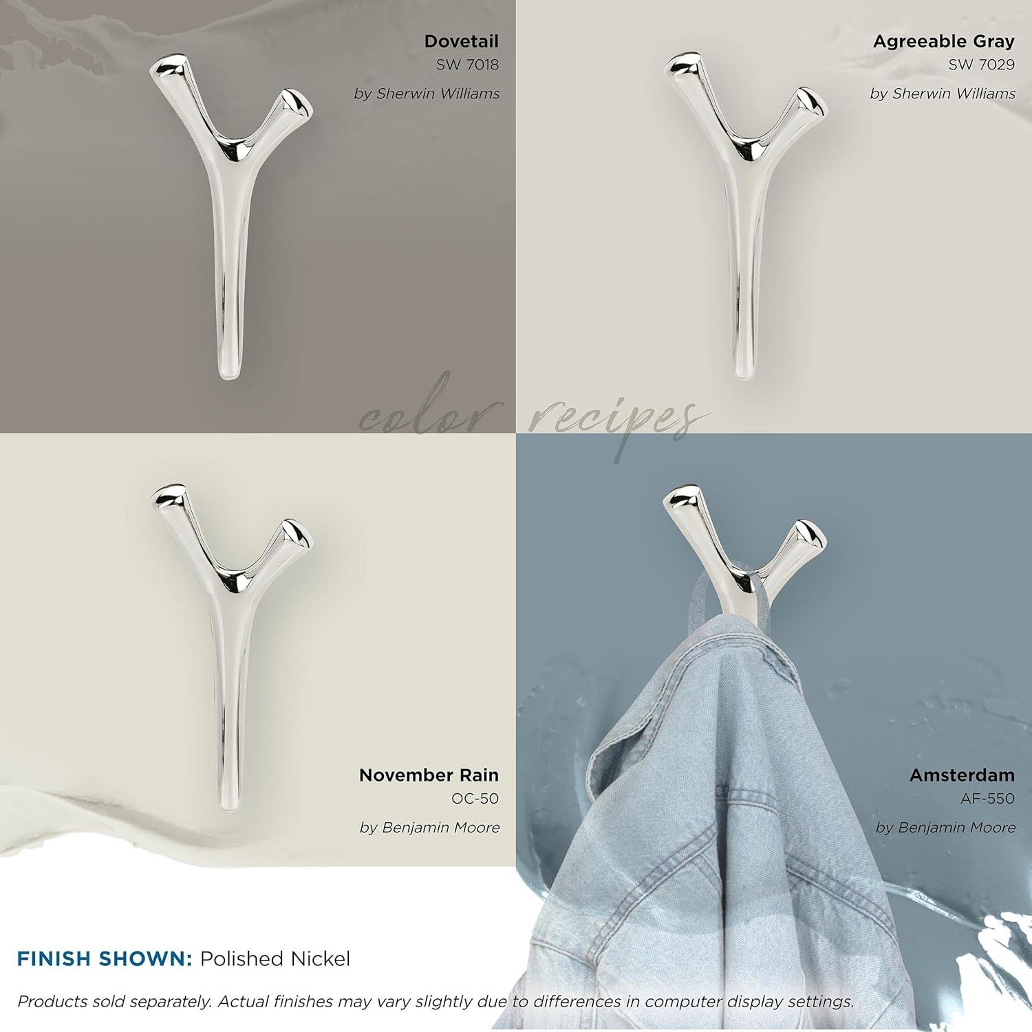 imageAmerock HBX37016G10 Kodiak Triple Prong Decorative Wall Hook Satin Nickel Hook for Coats Hats Backpacks Bags Hooks for Bathroom Bedroom Closet Entryway Laundry Room OfficePolished Nickel