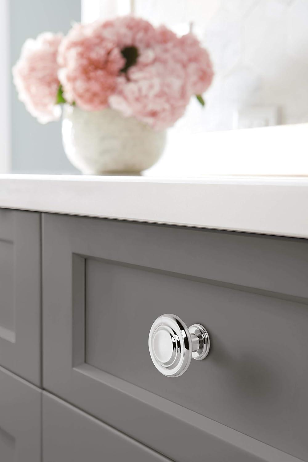 imageAmerock Inspirations 1516 inch 33mm Diameter OilRubbed Bronze Cabinet Knob 10 PackPolished Chrome