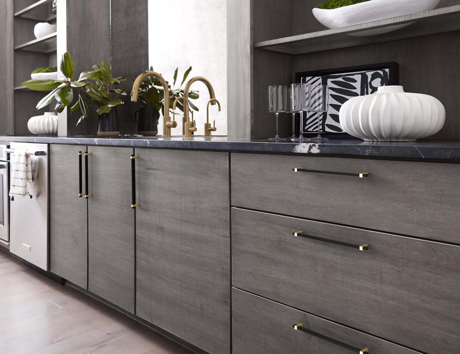 imageAmerock Mulino 7916 inch 192mm CentertoCenter Golden ChampagneMatte Black Cabinet Pull BP36725BBZMBMatte BlackChampagne Bronze