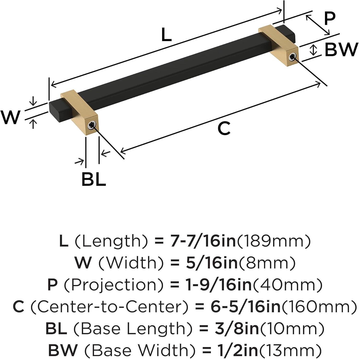 imageAmerock Mulino 7916 inch 192mm CentertoCenter Golden ChampagneMatte Black Cabinet Pull BP36725BBZMBMatte BlackChampagne Bronze