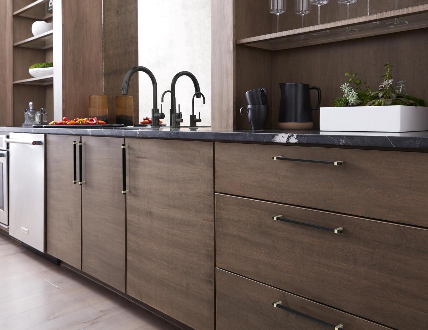 imageAmerock Mulino 7916 inch 192mm CentertoCenter Golden ChampagneMatte Black Cabinet Pull BP36725BBZMBMatte BlackGolden Champagne