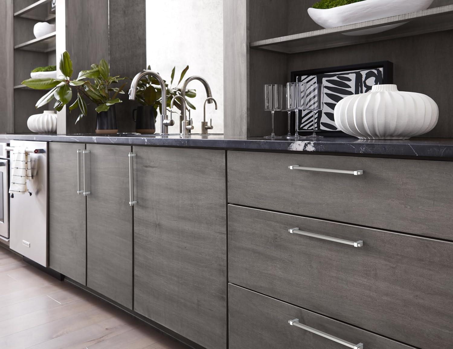 imageAmerock Mulino 7916 inch 192mm CentertoCenter Golden ChampagneMatte Black Cabinet Pull BP36725BBZMBSatin NickelPolished Chrome
