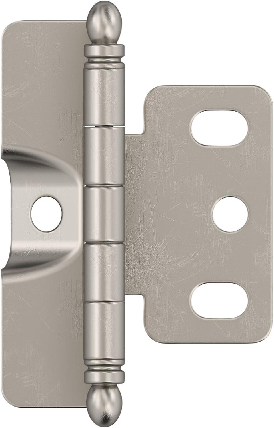 imageAmerock PK3180TBCZ Cabinet Hinge 34 in 19 mm Door Thickness Full Inset Partial Wrap Ball Tip Champagne Bronze Kitchen Cabinet Door Hinge Single Hinge Functional HardwareSatin Nickel