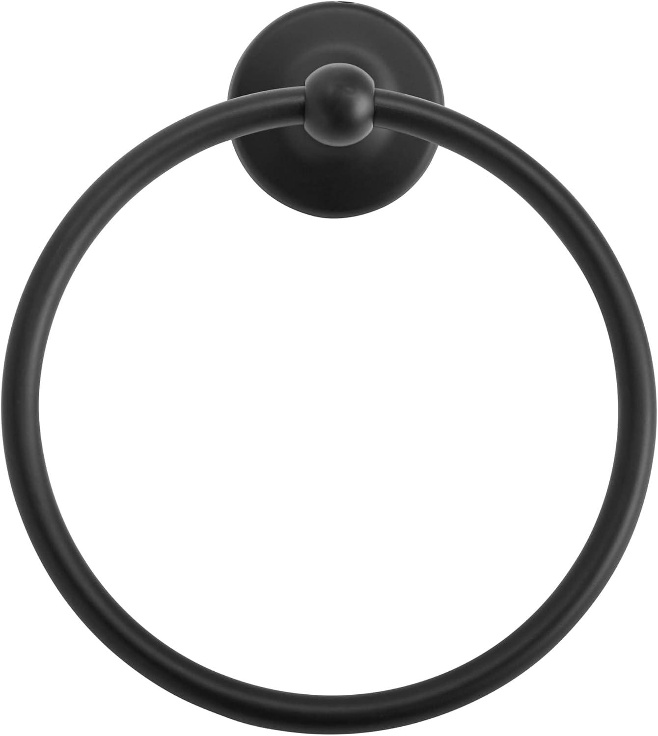 imageAmerock Wall Mounted Matte Black Towel Ring Small Hand Towel Holder Bathroom Accessories Bath Hardware Kitchen Towel HolderMatte Black