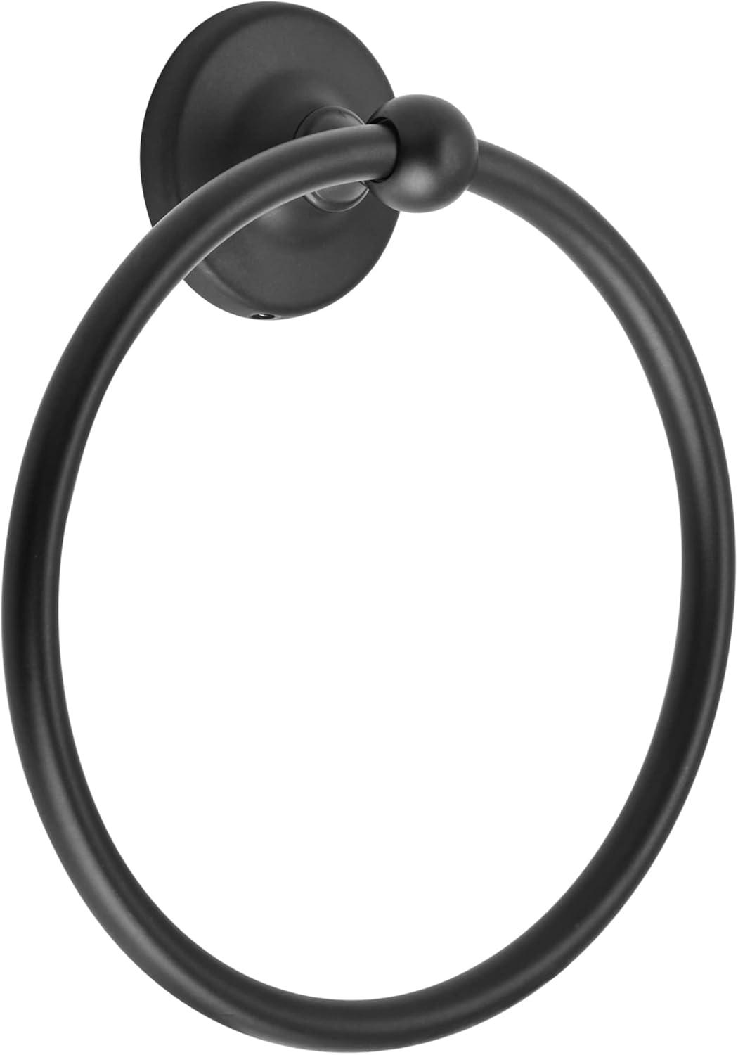 imageAmerock Wall Mounted Matte Black Towel Ring Small Hand Towel Holder Bathroom Accessories Bath Hardware Kitchen Towel HolderMatte Black