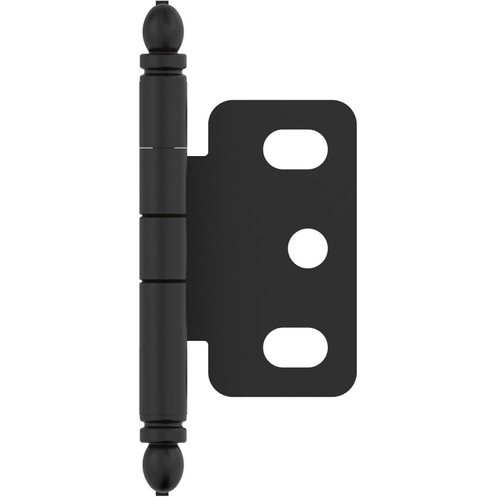 imageAmerock Cabinet Hinge 34 in 19 mm Door Thickness Full Inset Partial Wrap Ball Tip Matte Black Kitchen Cabinet Door Hinge Single Hinge Functional HardwareMatte Black