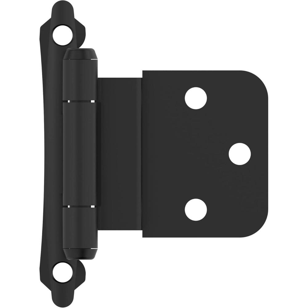 imageAmerock Cabinet Hinge 38 inch 10 mm Inset Polished Chrome 2 Pack SelfClosing Face Mount Cabinet DoorMatte Black