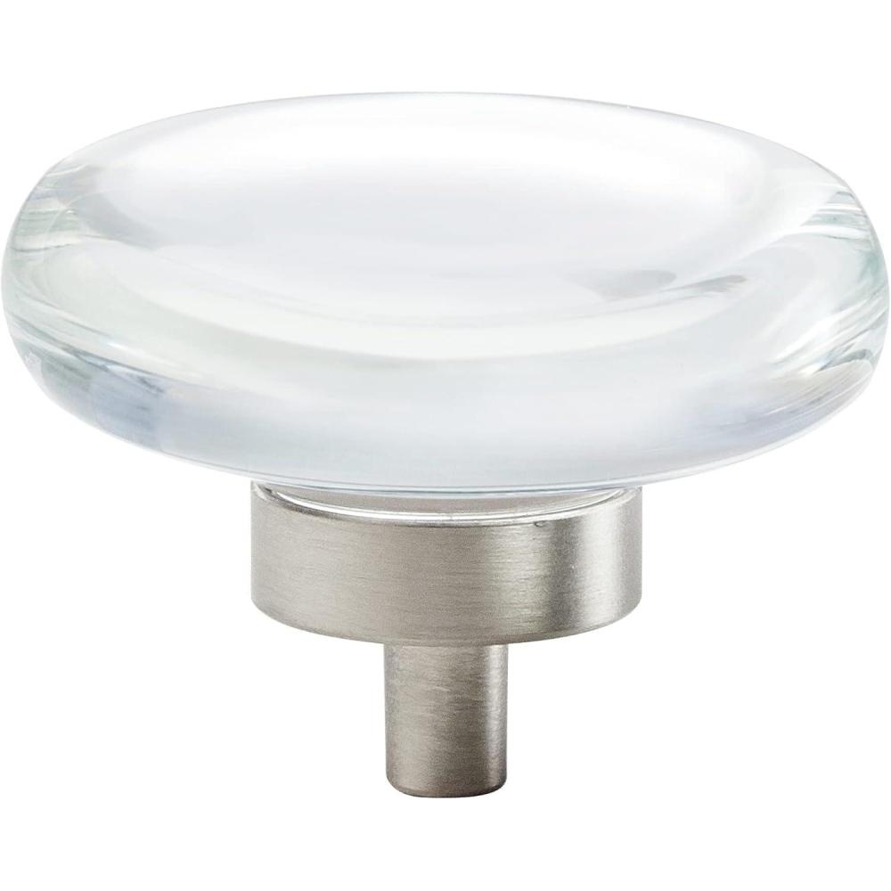 imageAmerock Cabinet Knob ClearOilRubbed Bronze 134 inch 44 mm Diameter Glacio 1 Pack Drawer Knob Cabinet HardwareClearSatin Nickel