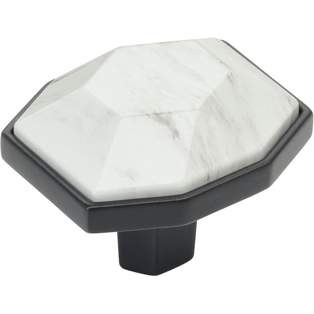 imageAmerock Cabinet Knob Marble WhiteOilRubbed Bronze 212 inch 64 mm Length Carrione 1 Pack Drawer Knob Cabinet HardwareMarble WhiteBlack Bronze