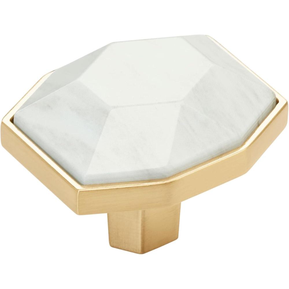 imageAmerock Cabinet Knob Marble WhiteOilRubbed Bronze 212 inch 64 mm Length Carrione 1 Pack Drawer Knob Cabinet HardwareMarble WhiteChampagne Bronze