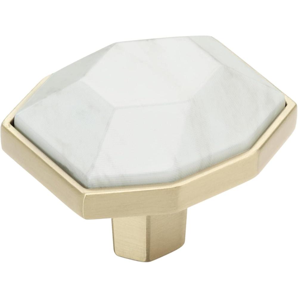 imageAmerock Cabinet Knob Marble WhiteOilRubbed Bronze 212 inch 64 mm Length Carrione 1 Pack Drawer Knob Cabinet HardwareMarble WhiteGolden Champagne