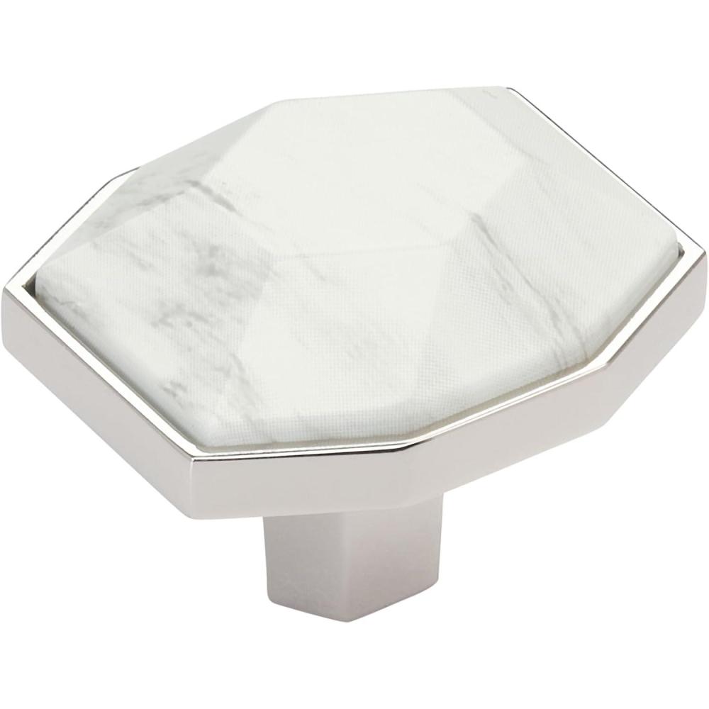 imageAmerock Cabinet Knob Marble WhiteOilRubbed Bronze 212 inch 64 mm Length Carrione 1 Pack Drawer Knob Cabinet HardwareMarble WhitePolished Nickel