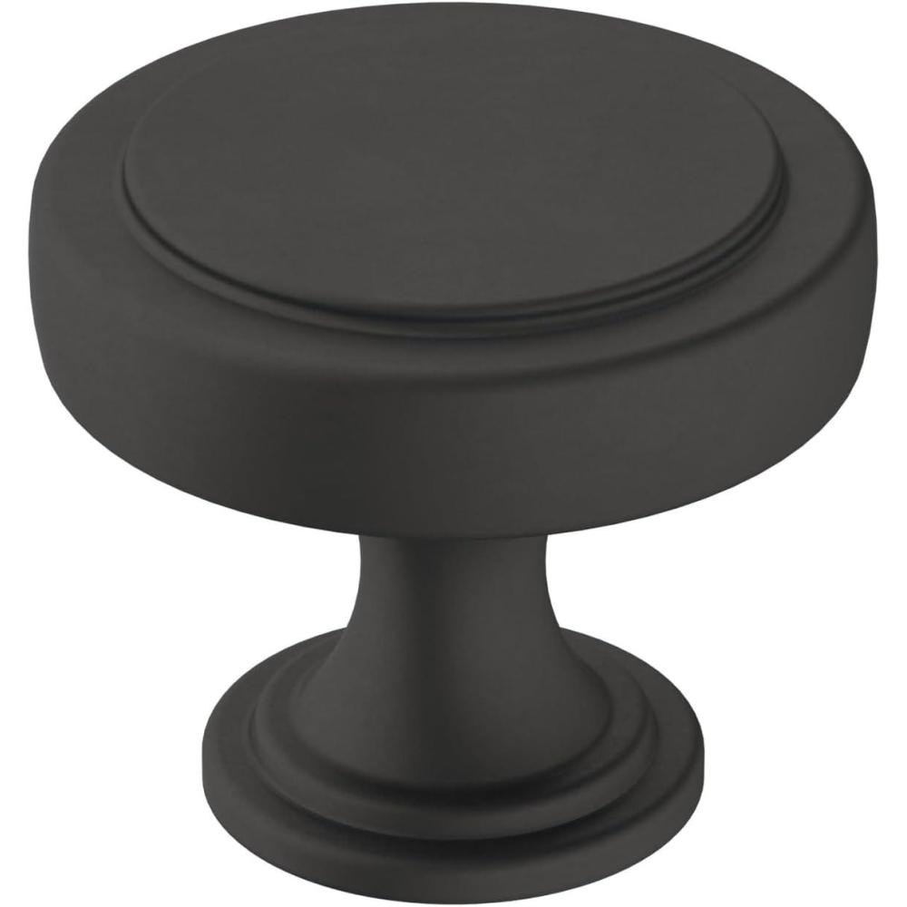 imageAmerock Cabinet Knob Matte Black 112 inch 38 mm Diameter Exceed 1 Pack Drawer Knob Cabinet HardwareMatte Black