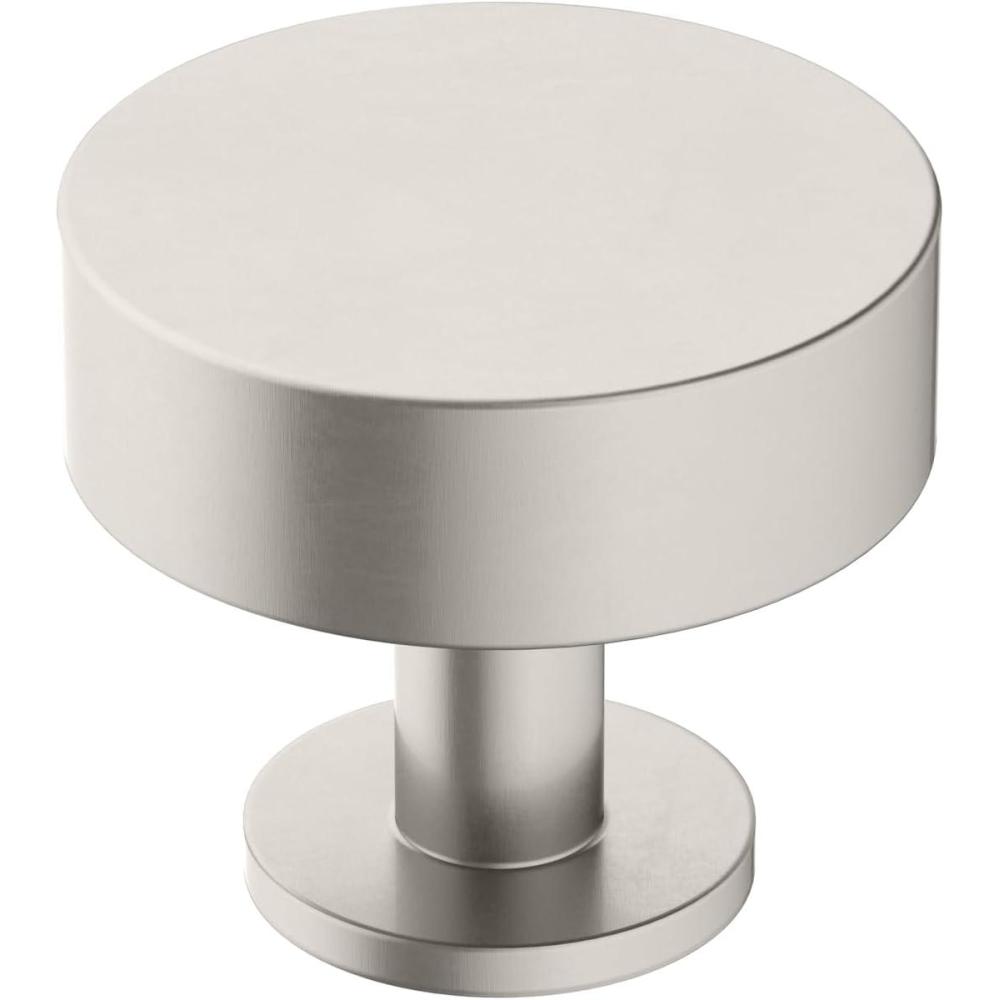 imageAmerock Cabinet Knob Matte Black 114 inch 32 mm Diameter Radius 1 Pack Drawer Knob Cabinet HardwareSatin Nickel