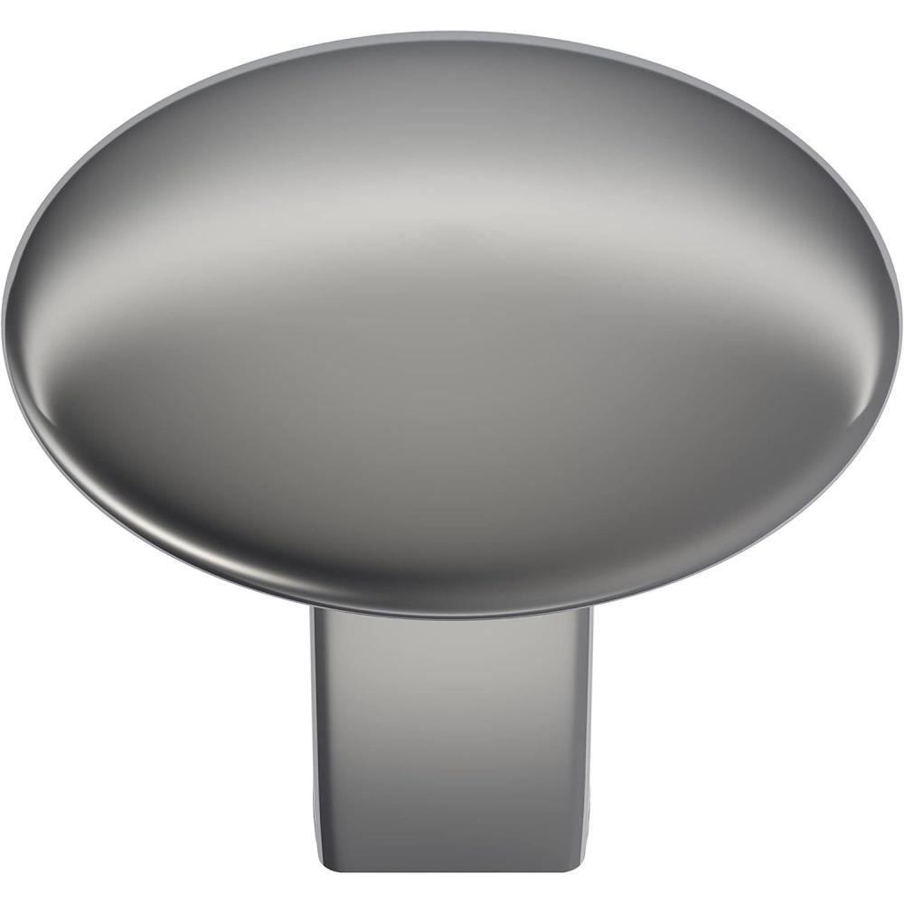 imageAmerock Cabinet Knob Matte Black 114 inch 32 mm Diameter Riva 1 Pack Drawer Knob Cabinet HardwarePolished Chrome