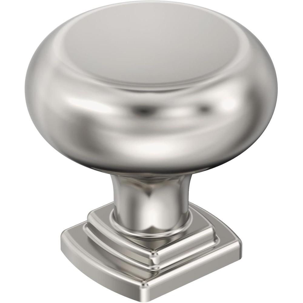 imageAmerock Cabinet Knob Matte Black 114 inch 32 mm Diameter Surpass 1 Pack Drawer Knob Cabinet HardwarePolished Nickel