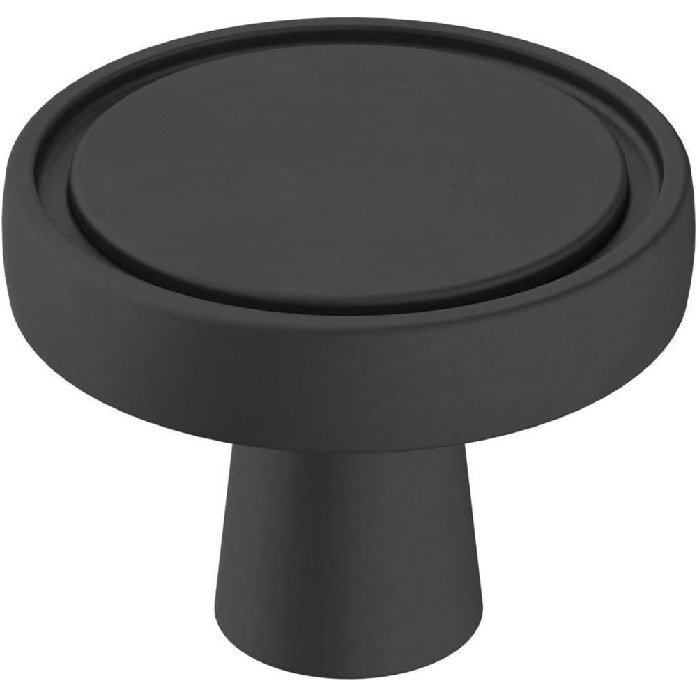 imageAmerock Cabinet Knob Matte Black 138 inch 35 mm Diameter Destine 1 Pack Drawer Knob Cabinet HardwareMatte Black