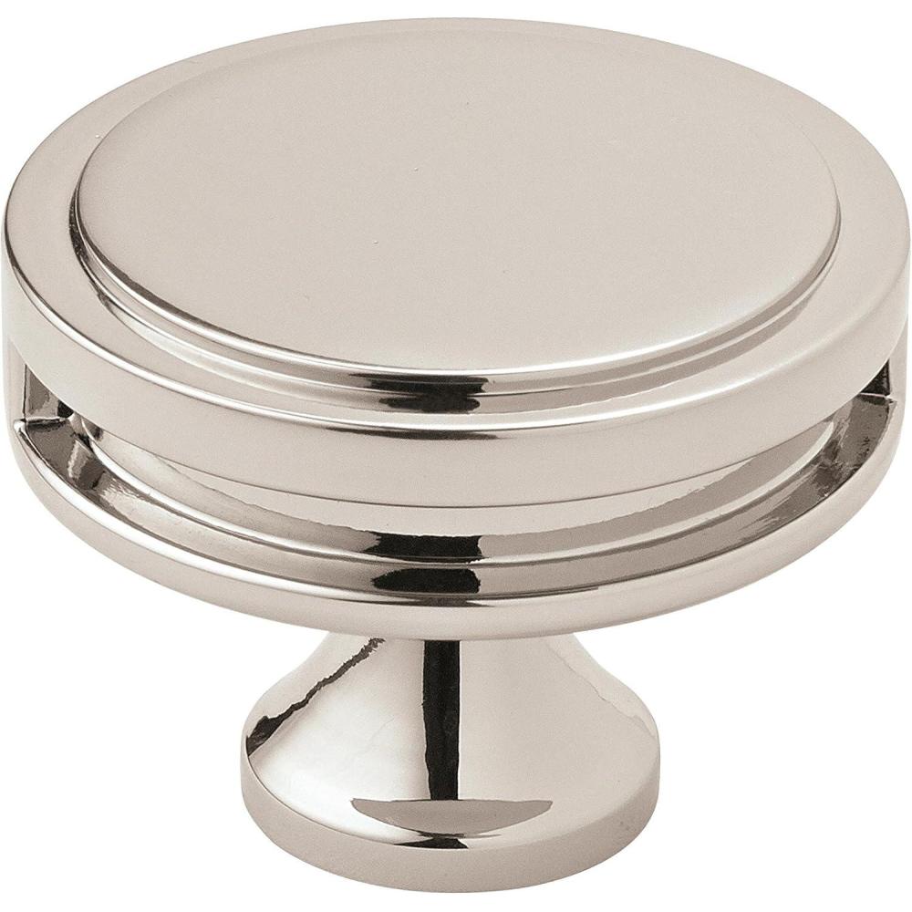 imageAmerock Cabinet Knob Matte Black 138 inch 35 mm Diameter Oberon 1 Pack Drawer Knob Cabinet HardwarePolished Nickel
