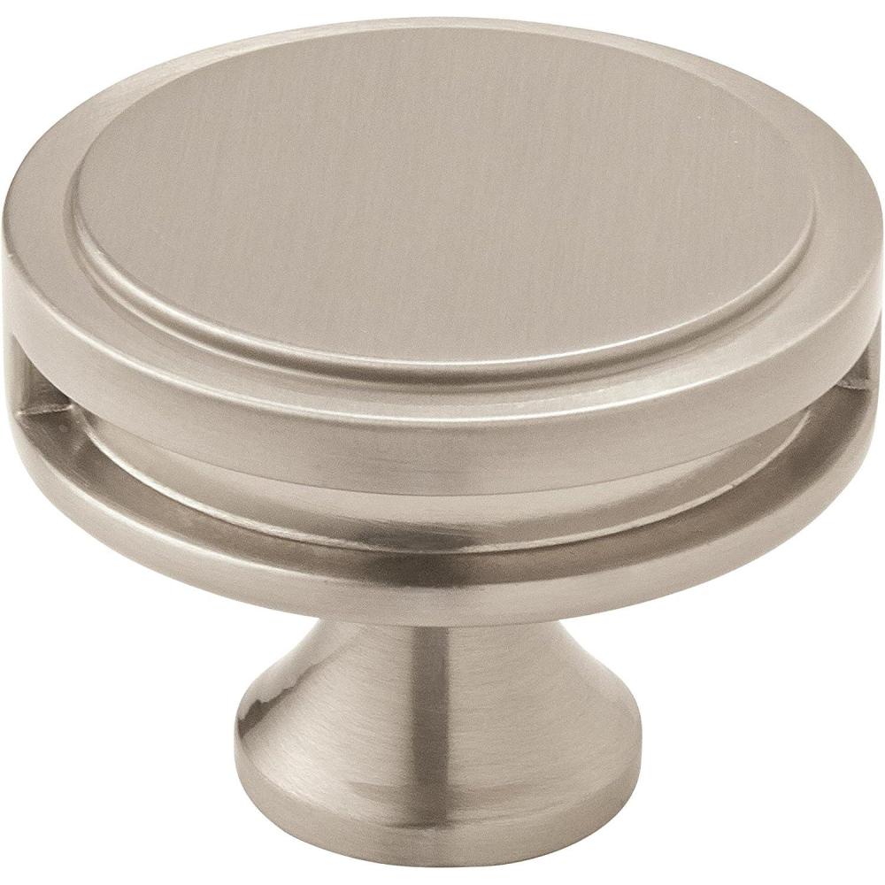imageAmerock Cabinet Knob Matte Black 138 inch 35 mm Diameter Oberon 1 Pack Drawer Knob Cabinet HardwareSatin Nickel