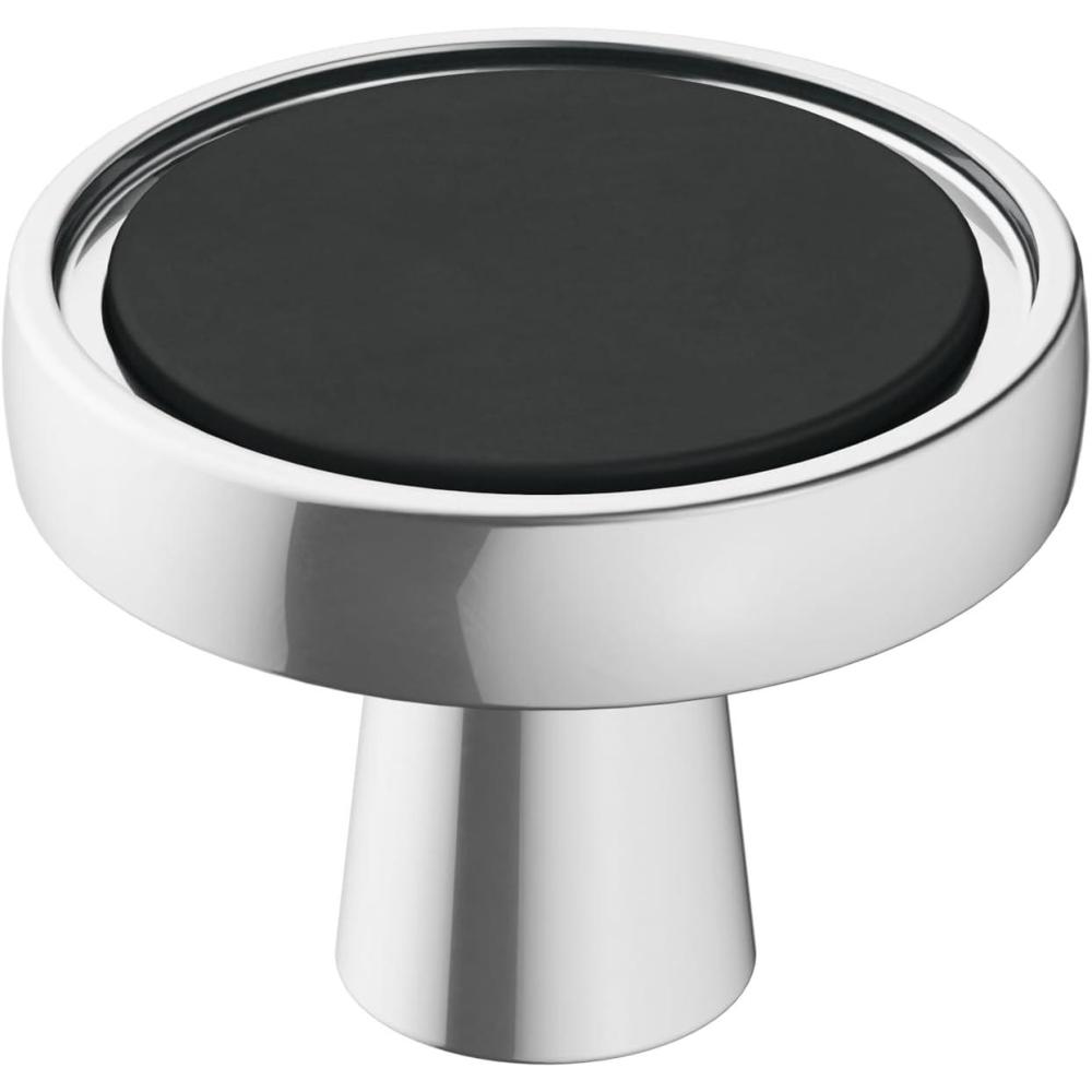 imageAmerock Cabinet Knob Matte BlackChampagne Bronze 138 inch 35 mm Diameter Mergence 1 Pack Drawer Knob Cabinet HardwareMatte BlackPolished Chrome