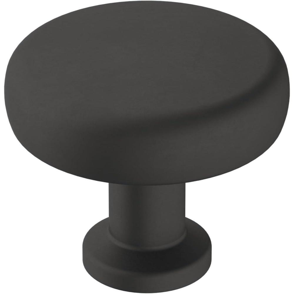 imageAmerock Cabinet Knob Polished Chrome 114 inch 32 mm Diameter Factor 1 Pack Drawer Knob Cabinet HardwareMatte Black