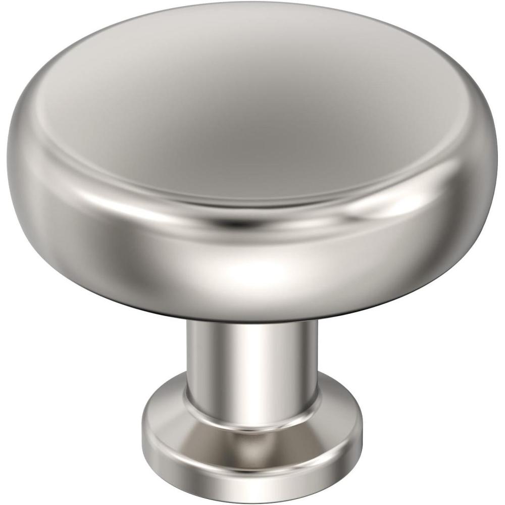 imageAmerock Cabinet Knob Polished Chrome 114 inch 32 mm Diameter Factor 1 Pack Drawer Knob Cabinet HardwarePolished Nickel