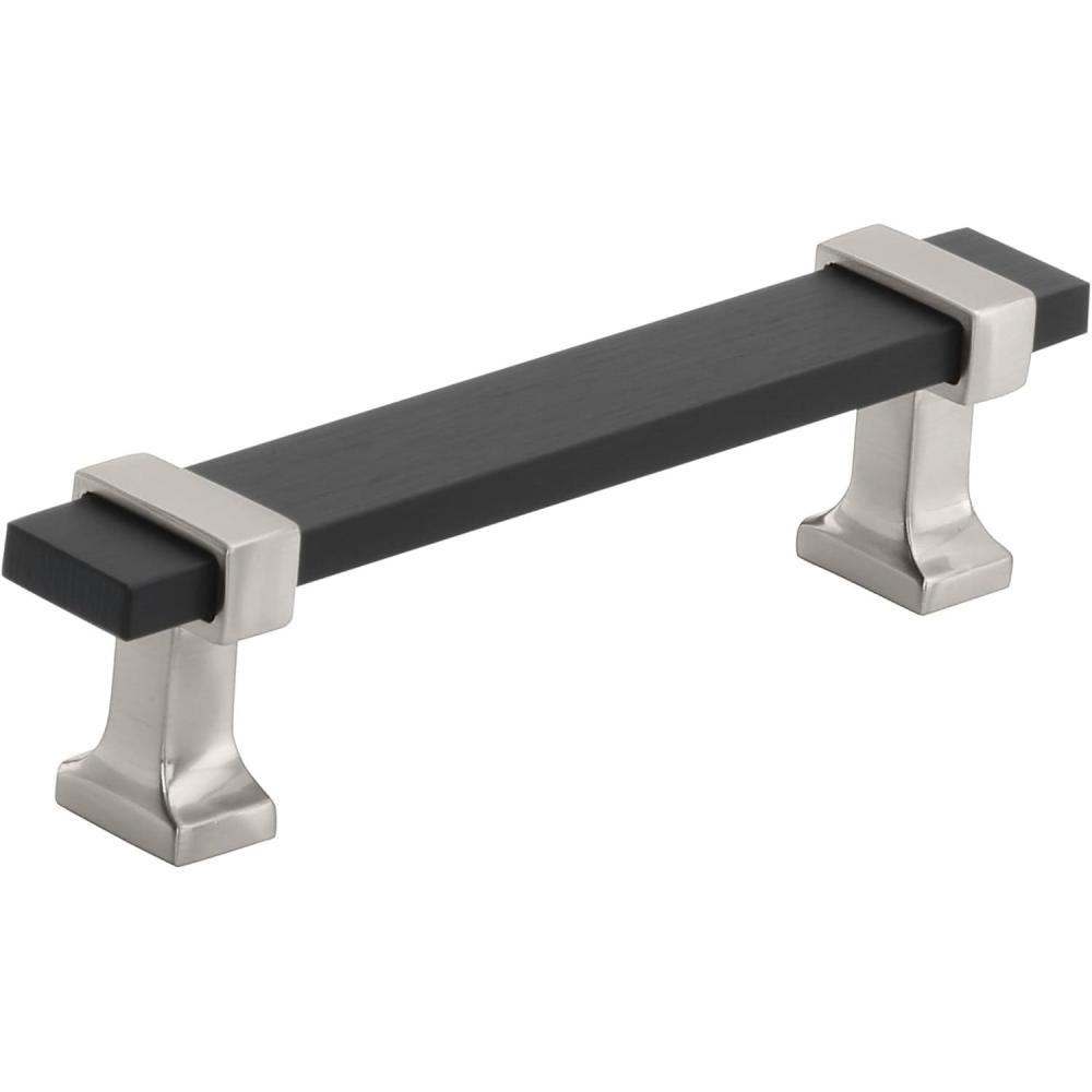 imageAmerock  Cabinet Pull  Brushed Matte BlackSatin Nickel  5116 inch 128 mm Center to Center  Overton  1 Pack  Drawer Pull  Drawer Handle  Cabinet HardwareBrushed Matte BlackSatin Nickel