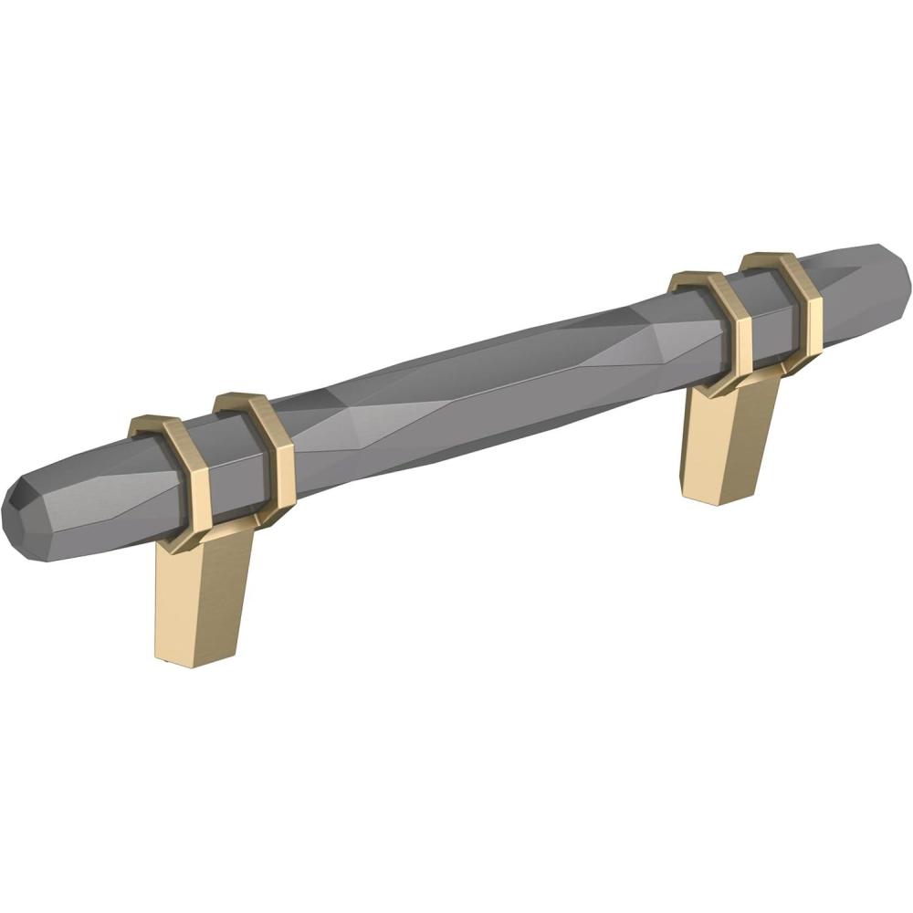 imageAmerock Cabinet Pull Golden ChampagneBlack Chrome 334 inch 96 mm CentertoCenter London 1 Pack Drawer Pull Drawer Handle Cabinet HardwareBlack ChromeGolden Champagne