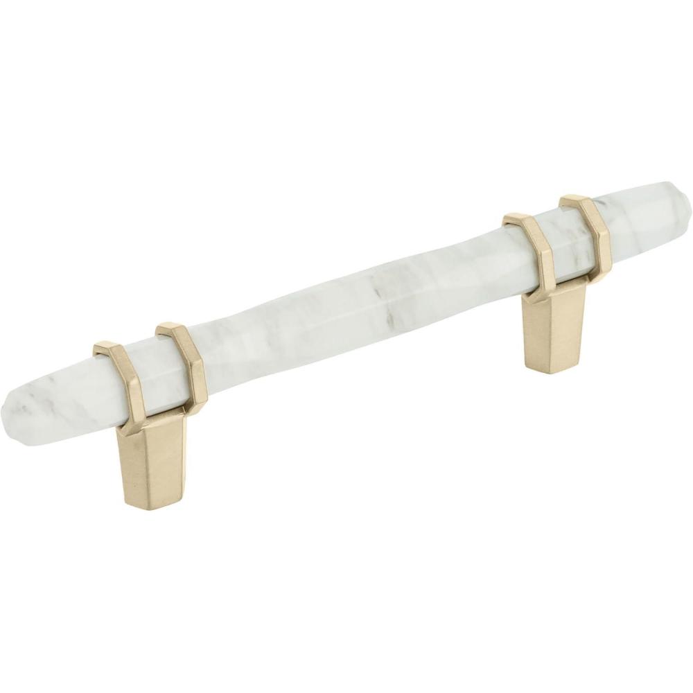 imageAmerock Cabinet Pull Marble WhiteGolden Champagne 5116 inch 128 mm Center to Center Carrione 1 Pack Drawer Pull Drawer Handle Cabinet Hardware ZincMarble WhiteGolden Champagne