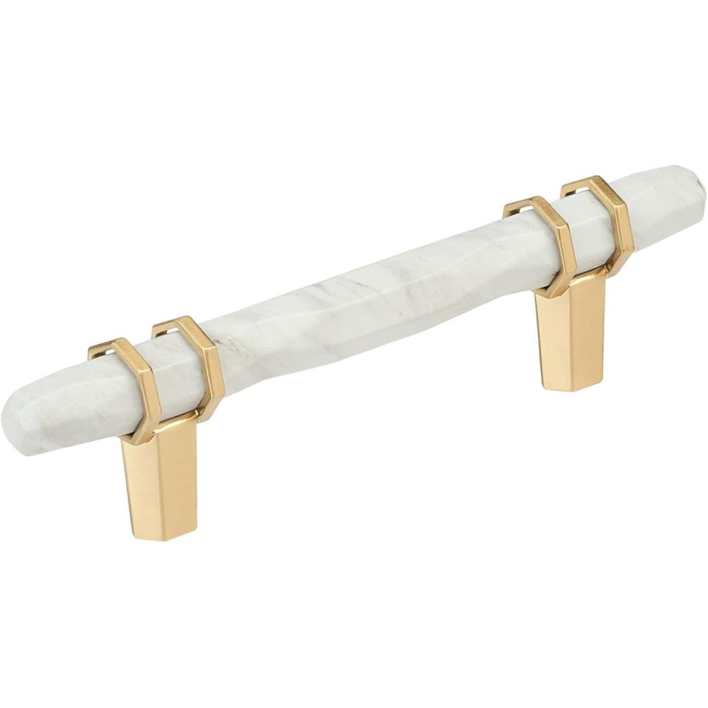 imageAmerock Cabinet Pull Marble WhiteGolden Champagne 5116 inch 128 mm Center to Center Carrione 1 Pack Drawer Pull Drawer Handle Cabinet Hardware ZincMarble WhiteChampagne Bronze