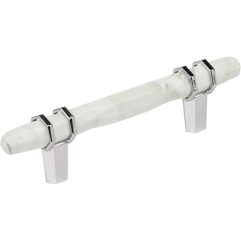 imageAmerock Cabinet Pull Marble WhiteGolden Champagne 5116 inch 128 mm Center to Center Carrione 1 Pack Drawer Pull Drawer Handle Cabinet Hardware ZincMarble WhitePolished Chrome