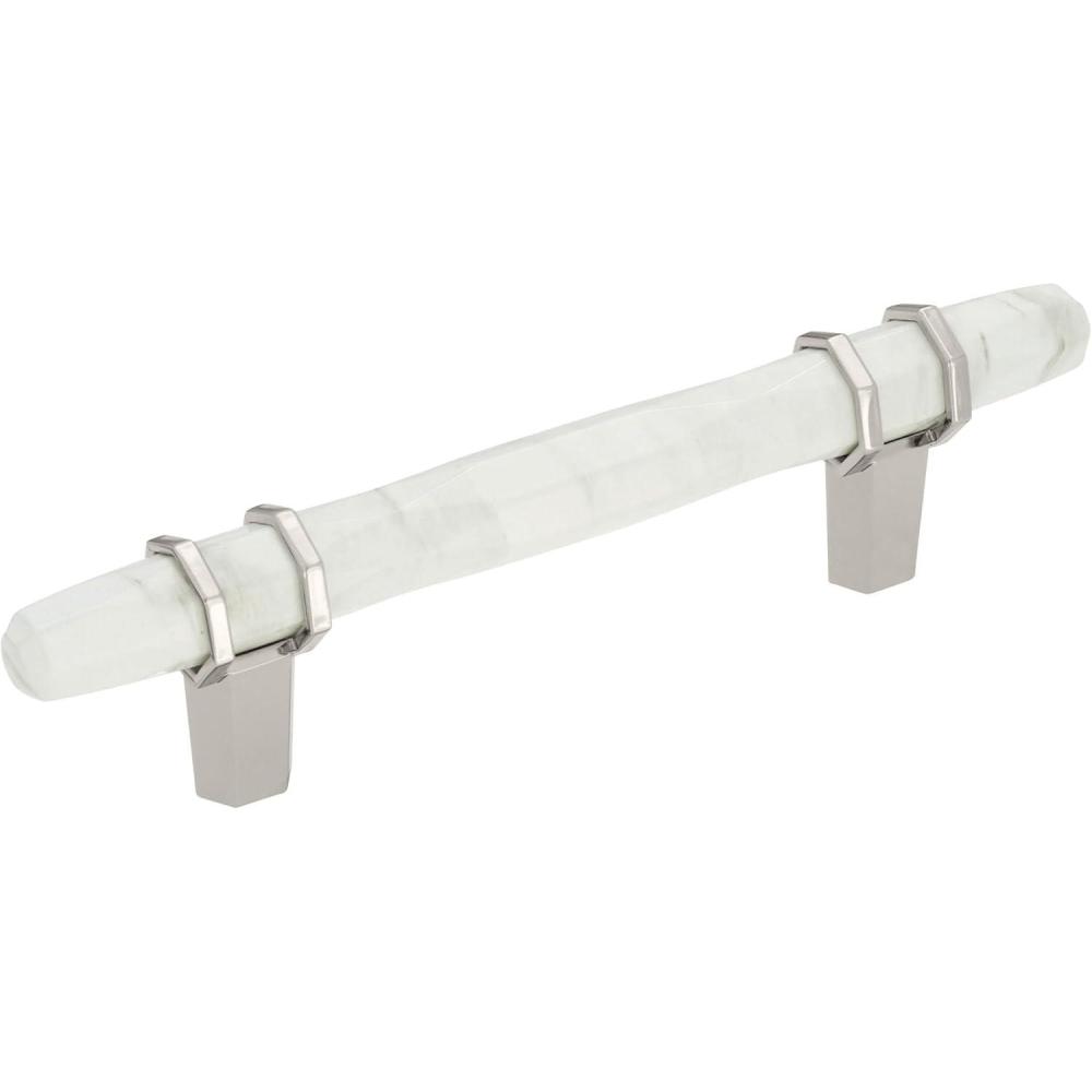imageAmerock Cabinet Pull Marble WhiteGolden Champagne 5116 inch 128 mm Center to Center Carrione 1 Pack Drawer Pull Drawer Handle Cabinet Hardware ZincMarble WhitePolished Nickel
