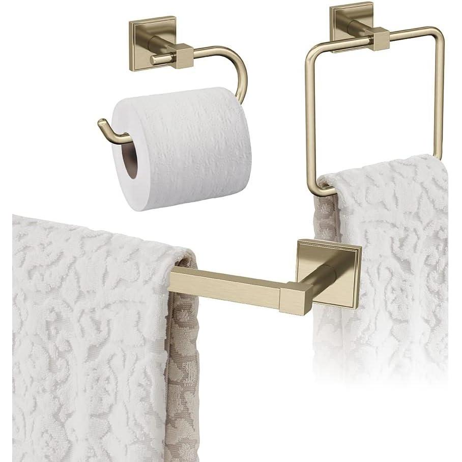 imageAmerock  Golden Champagne  Appoint  Towel Bar  18 inch 457 mm  3 Piece  Bathroom Accessories Set