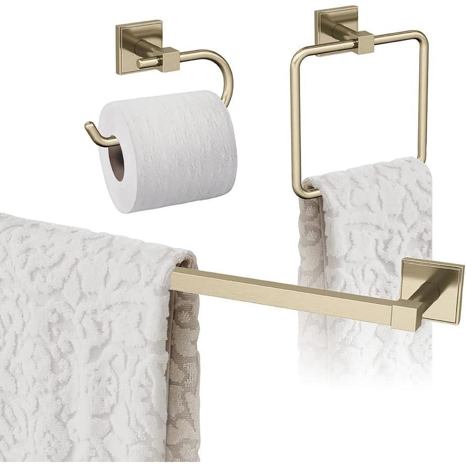 imageAmerock  Golden Champagne  Appoint  Towel Bar  24 inch 610 mm  3 Piece  Bathroom Accessories Set