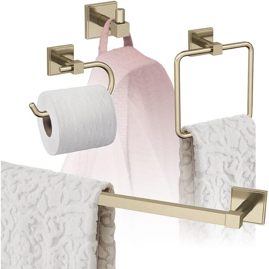 imageAmerock Golden Champagne Appoint Towel Bar 24 inch 610 mm 4 Piece Bathroom Accessories Set