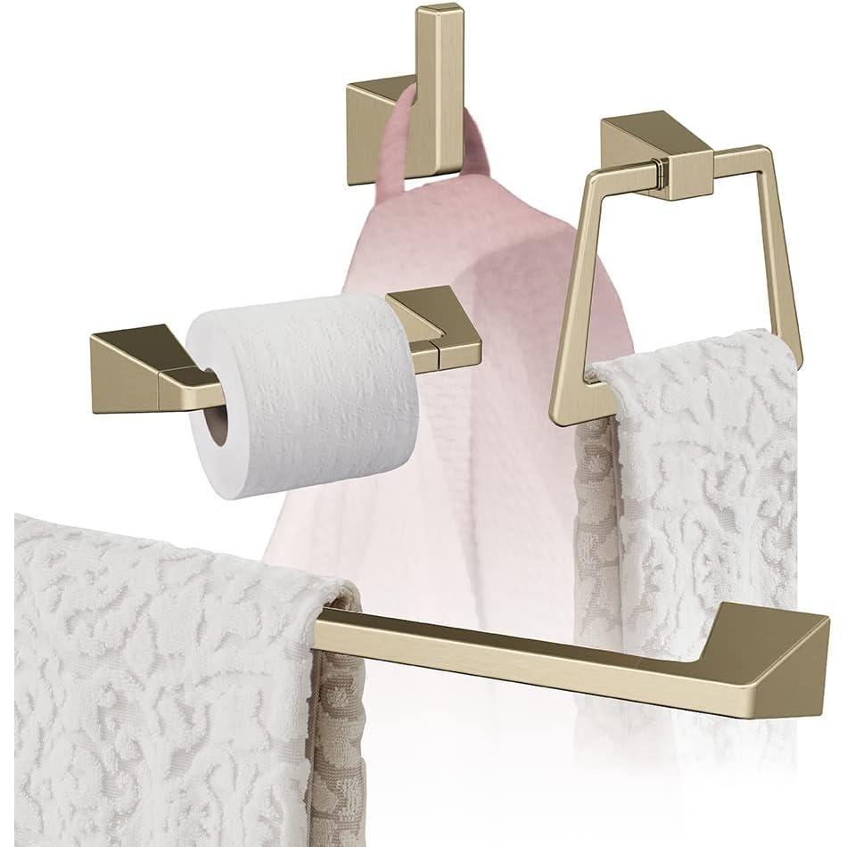 imageAmerock Golden Champagne Blackrock Towel Bar 24 inch 610 mm 4 Piece Bathroom Accessories Set