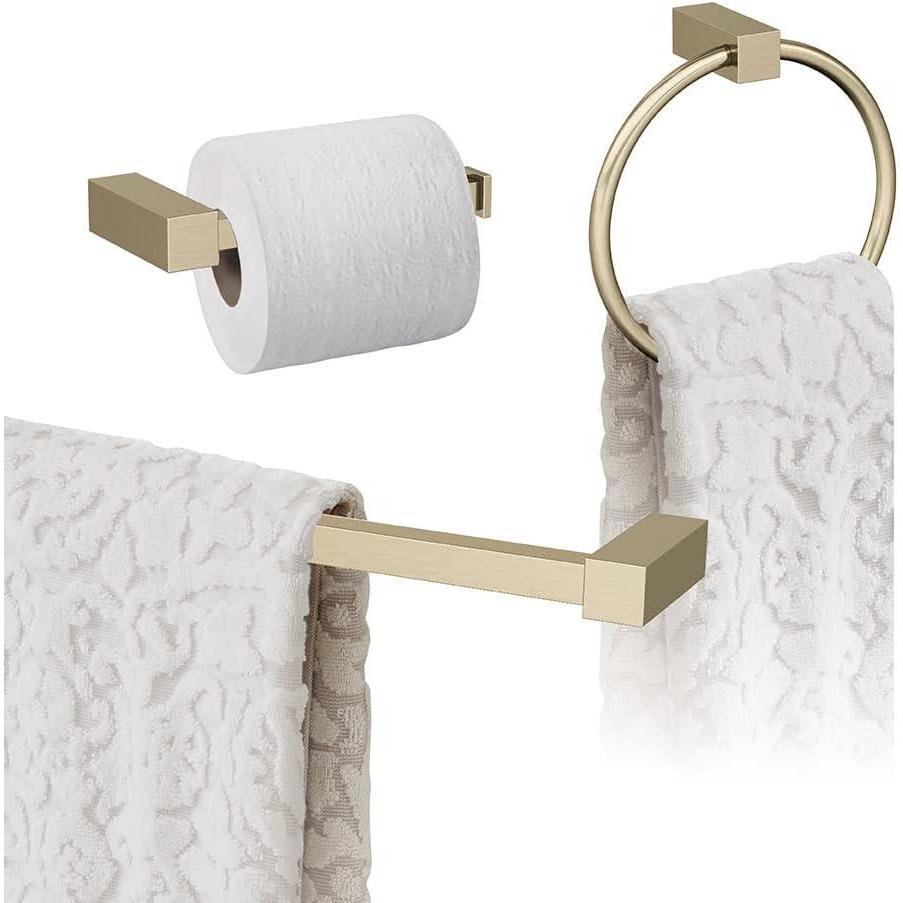 imageAmerock  Golden Champagne  Monument  Towel Bar  18 inch 457 mm  3 Piece  Bathroom Accessories Set