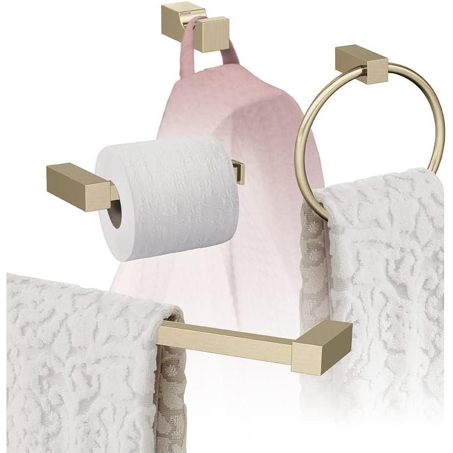 imageAmerock Golden Champagne Monument Towel Bar 18 inch 457 mm 4 Piece Bathroom Accessories Set