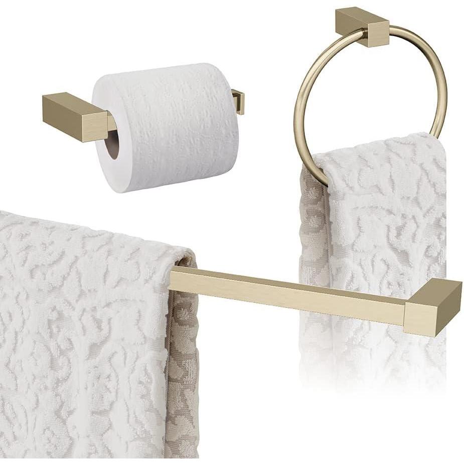 imageAmerock Golden Champagne Monument Towel Bar 24 inch 610 mm 3 Piece Bathroom Accessories Set