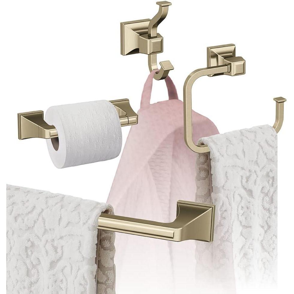 imageAmerock  Golden Champagne  Mulholland  Towel Bar  18 inch 457 mm  4 Piece  Bathroom Accessories Set