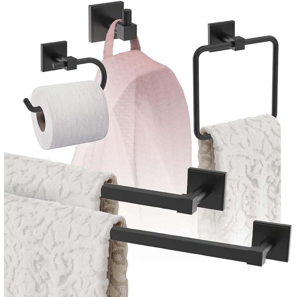 imageAmerock Matte Black Appoint 5 Piece Bathroom Accessories Set
