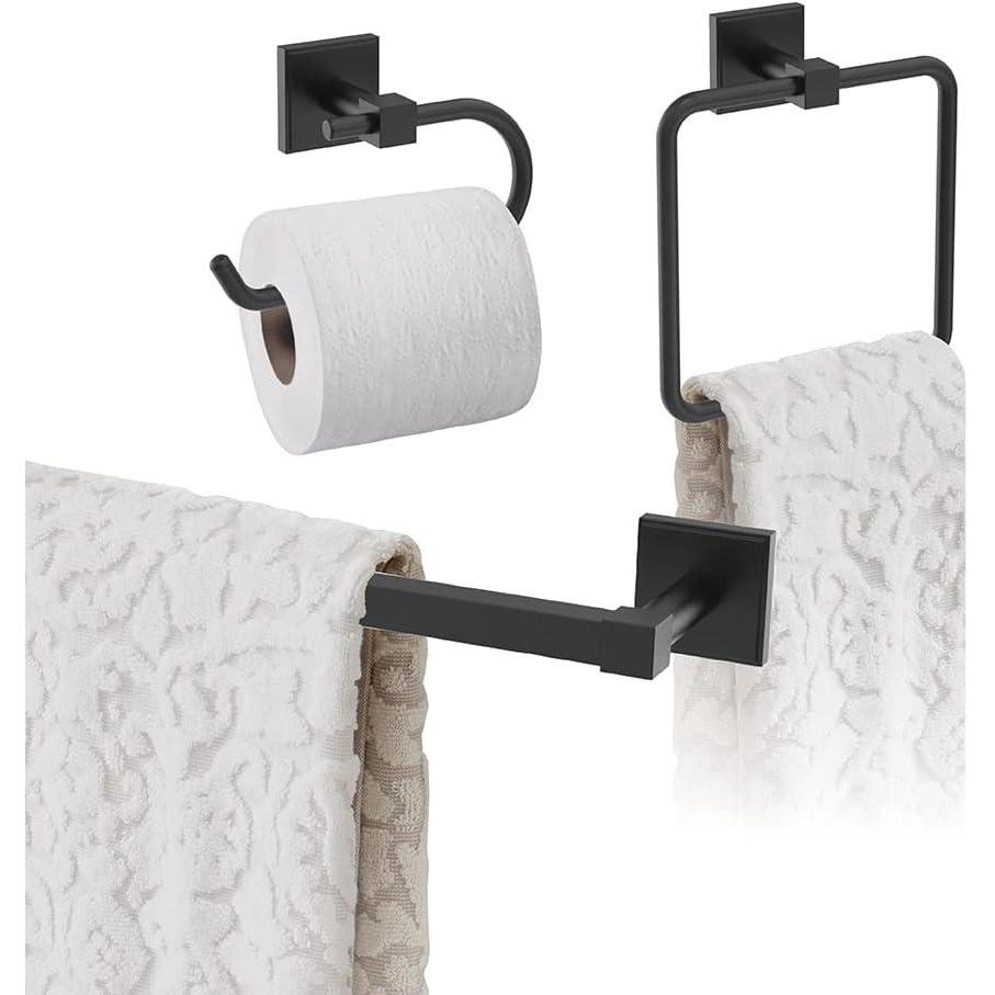 imageAmerock  Matte Black  Appoint  Towel Bar  18 inch 457 mm  3 Piece  Bathroom Accessories Set