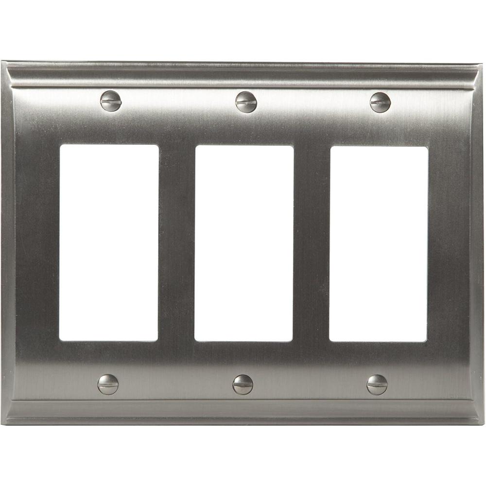 imageAmerock Wall Plate Satin Nickel 3 Rocker Switch Plate Cover Candler 1 Pack Decora Wall Plate Light Switch Cover