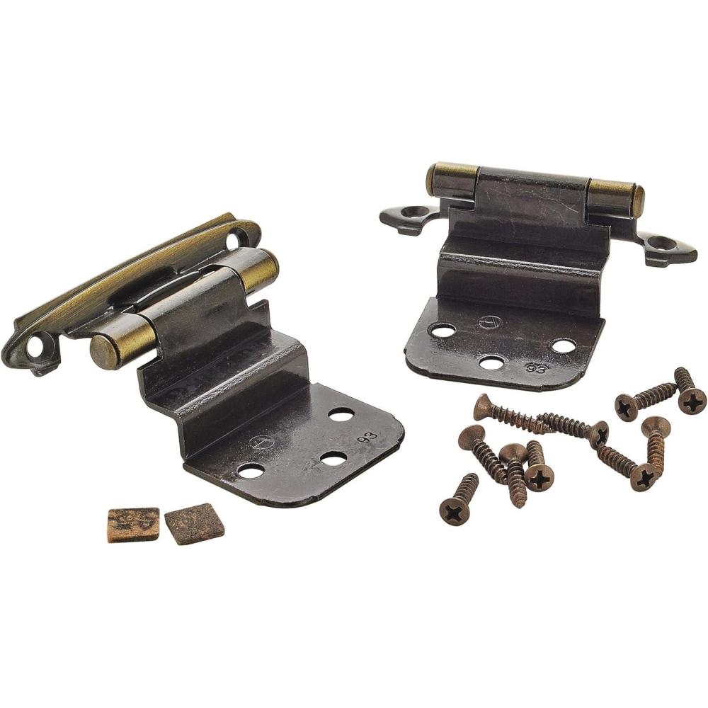 imageAmerock BPR7628AE  Face Frame Cabinet Hinge  38 inch 10 mm Inset inge  Antique Brass  2 Pack  SelfClosing inge  Face Mount Hinge  Cabinet Door inge