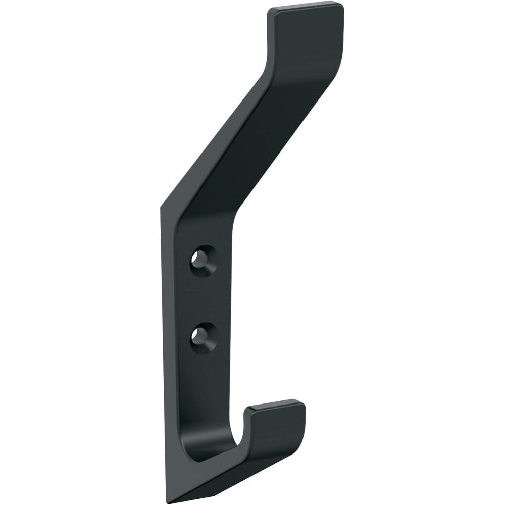 imageAmerock H37003CZ Emerge Double Prong Decorative Wall Hook Champagne Bronze Hook for Coats Hats Backpacks Bags Hooks for Bathroom Bedroom Closet Entryway Laundry Room OfficeMatte Black