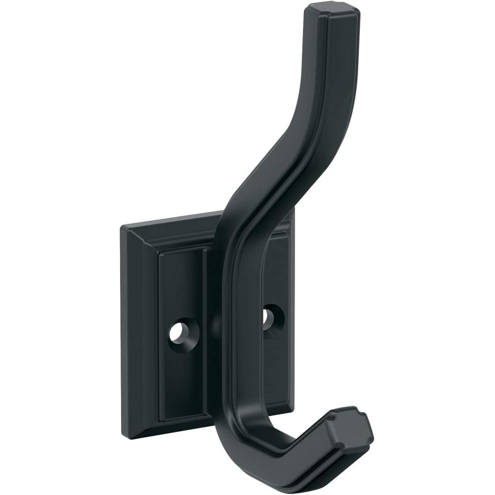 imageAmerock H37005G10 Aliso Double Prong Decorative Wall Hook Satin Nickel Hook for Coats Hats Backpacks Bags Hooks for Bathroom Bedroom Closet Entryway Laundry Room OfficeMatte Black